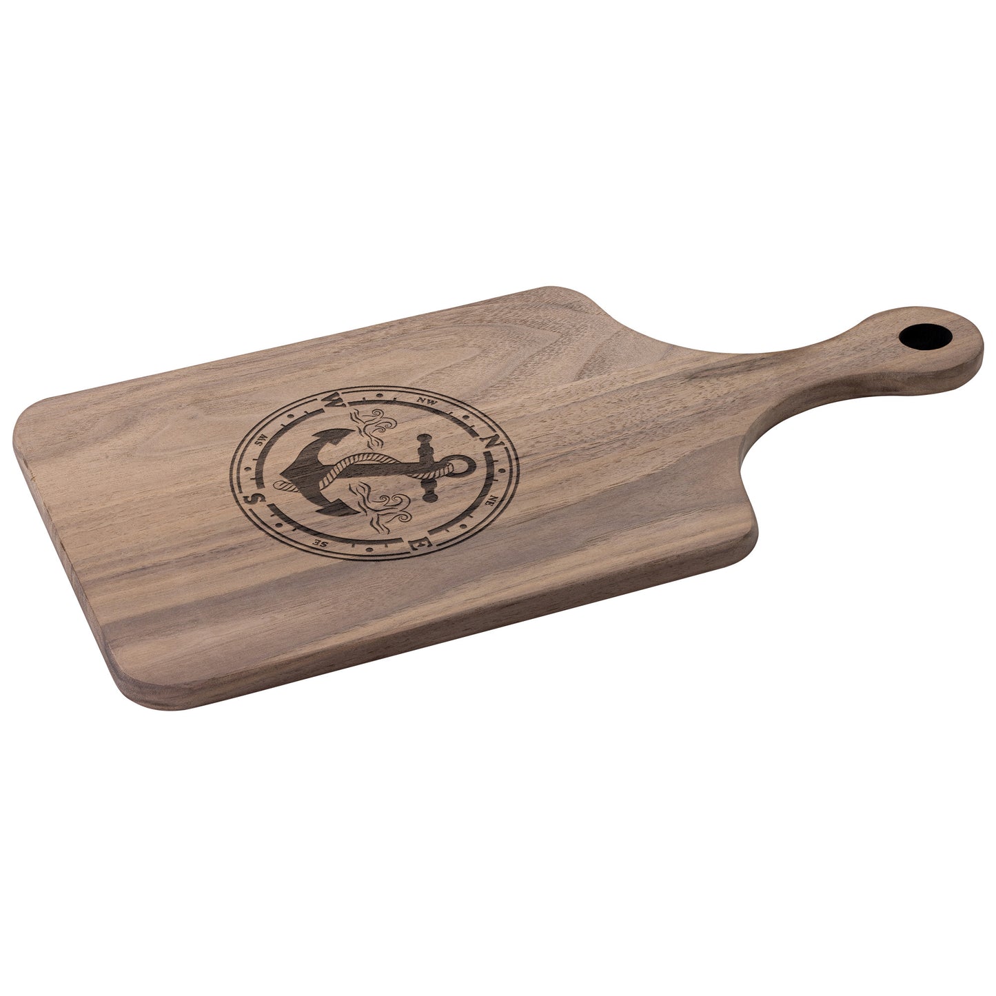 Cutting Board with handle - Hardwood Maple or Walnut- Anchor design 1828