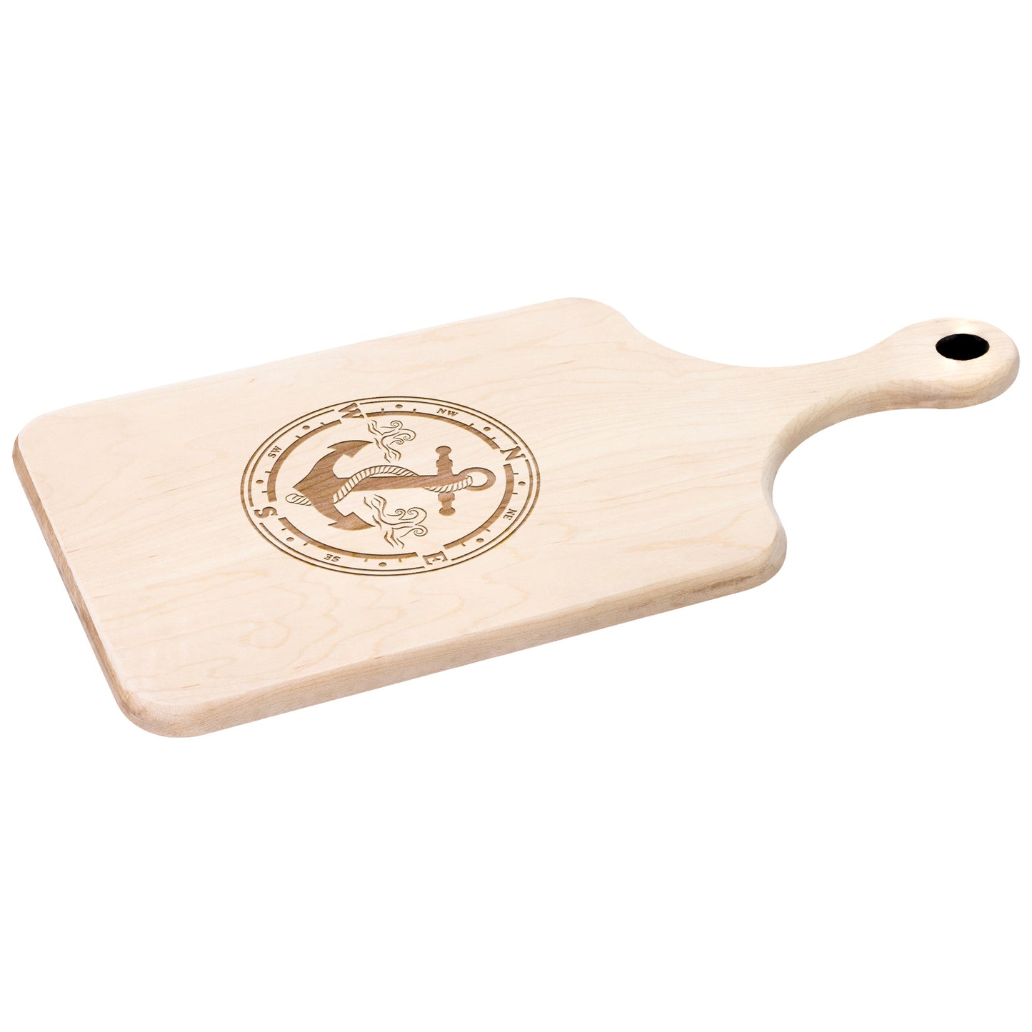 Cutting Board with handle - Hardwood Maple or Walnut- Anchor design 1828