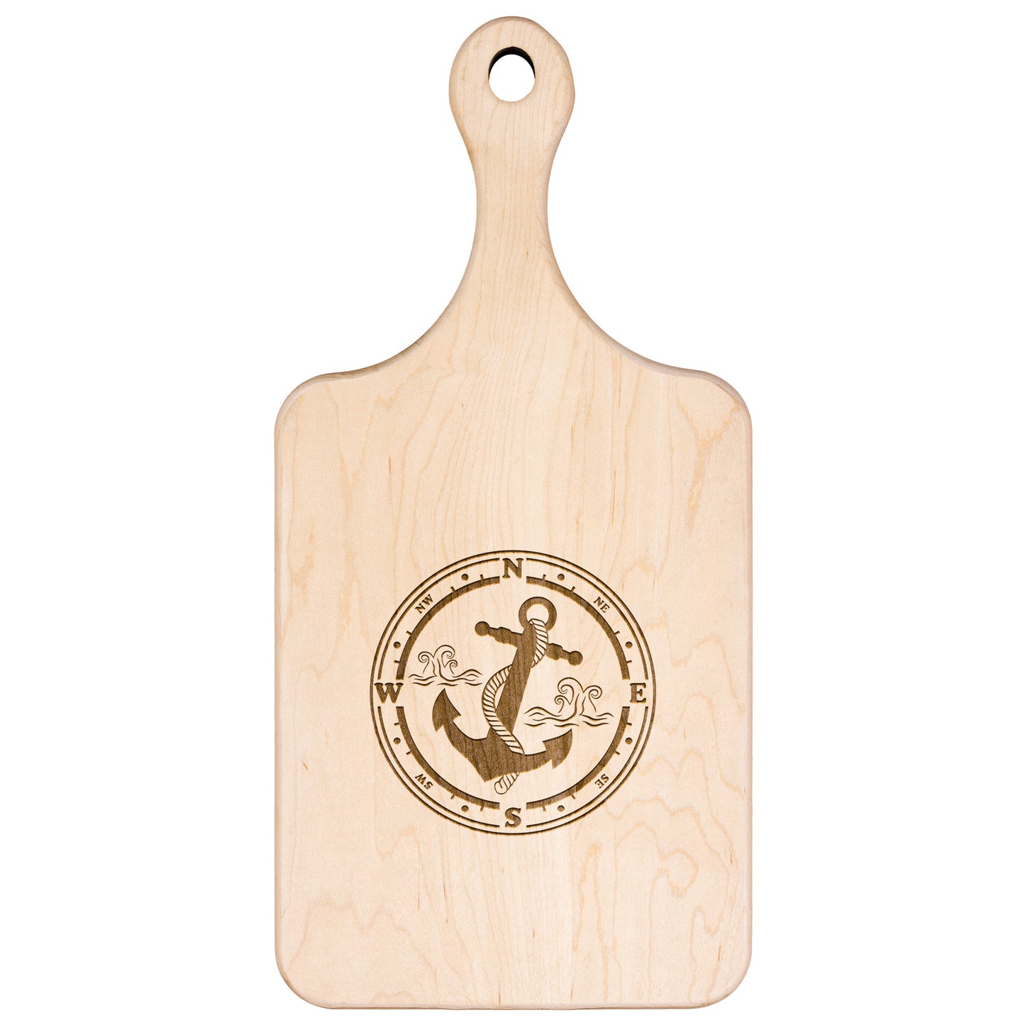 Cutting Board with handle - Hardwood Maple or Walnut- Anchor design 1828