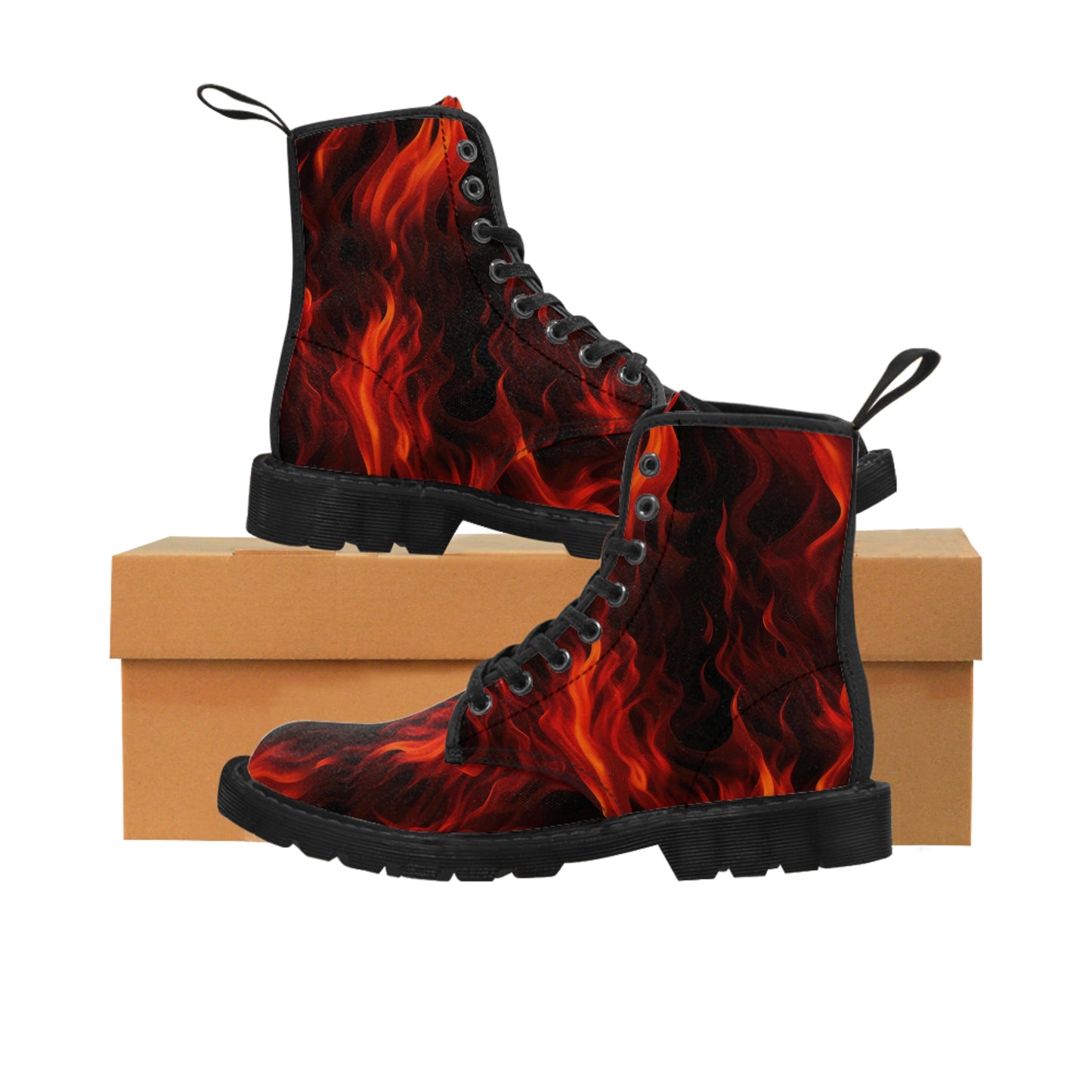 Men's Canvas Boots- Flame design