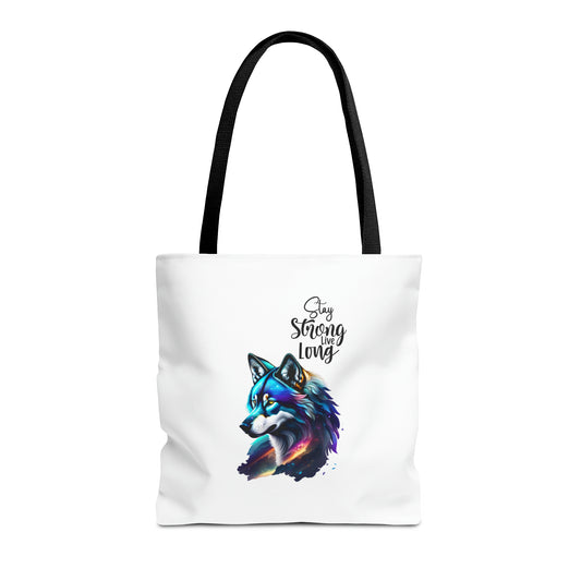 Canvas Tote Bag -Wolf Live Strong & Long