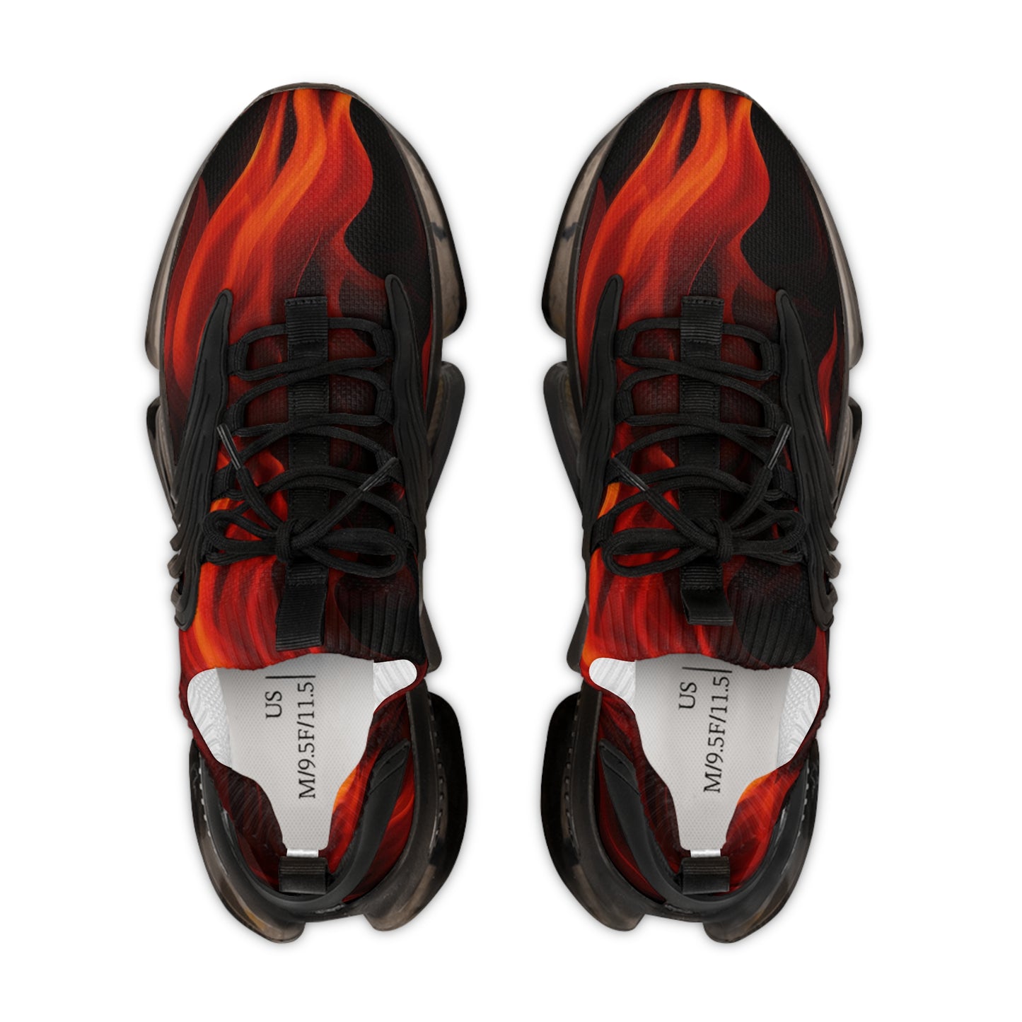 Men's Mesh Sneakers- Flame Print Design