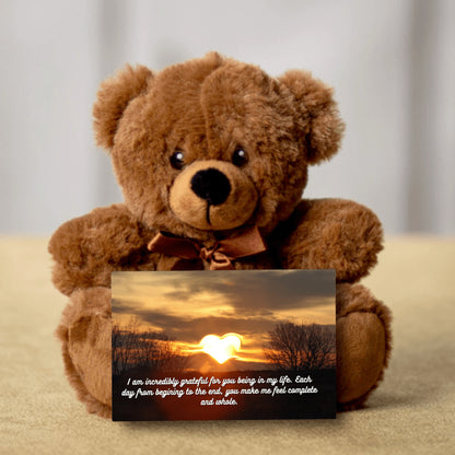 Custom Teddy Bear - Thankful for You Valentine's Day Card, Personalized gift for her