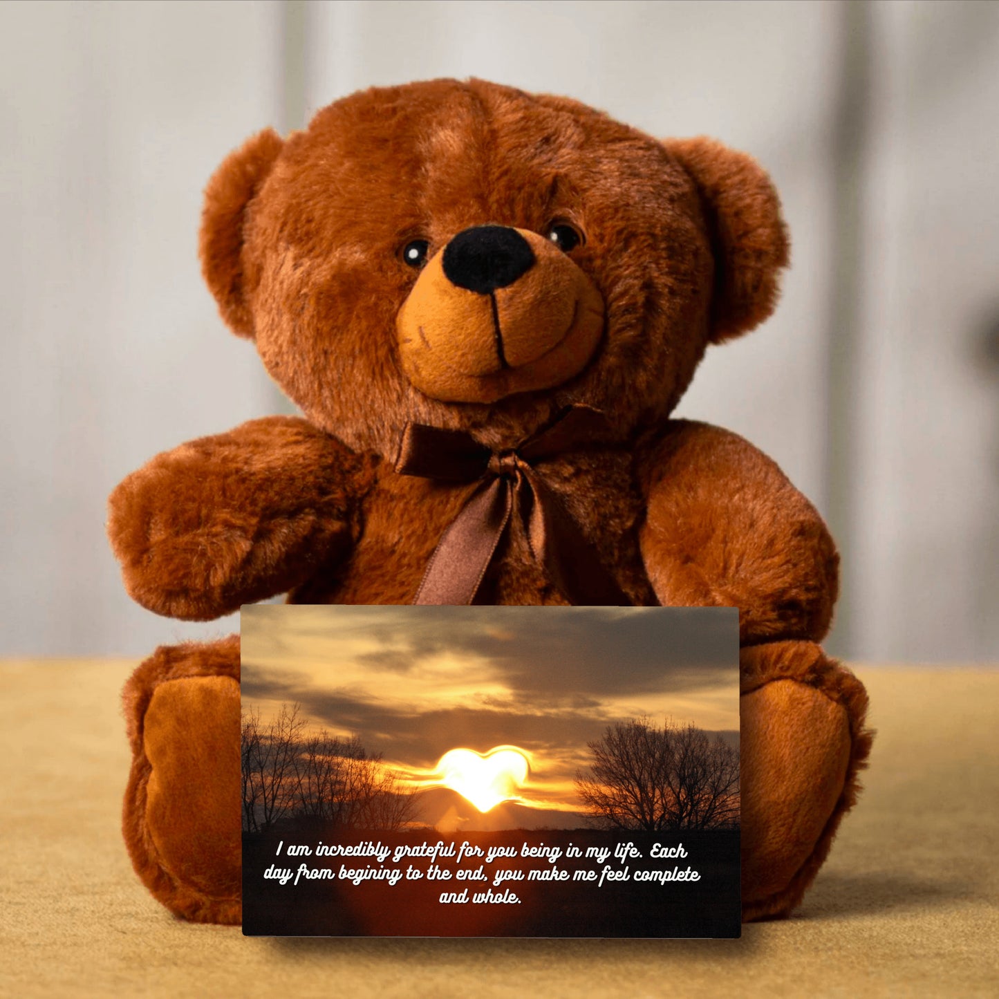 Custom Teddy Bear - Thankful for You Valentine's Day Card, Personalized gift for her