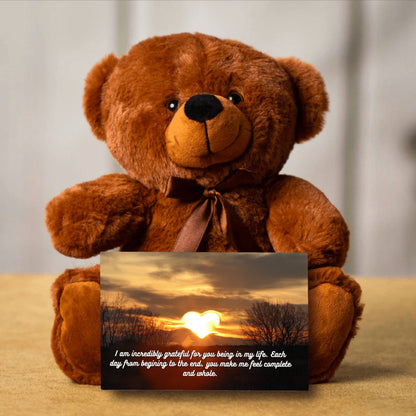 Custom Teddy Bear - Thankful for You Valentine's Day Card, Personalized gift for her