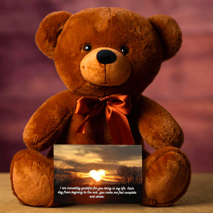 Custom Teddy Bear - Thankful for You Valentine's Day Card, Personalized gift for her