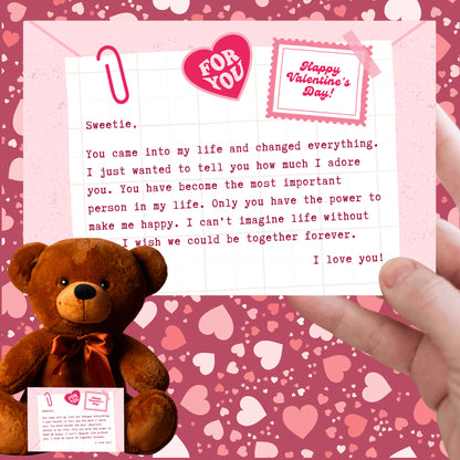 Custom Adorable Handmade Teddy Bear and Love Letter Set, Custom Valentine's Day Gift for Her