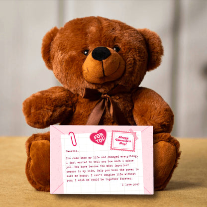 Custom Adorable Handmade Teddy Bear and Love Letter Set, Custom Valentine's Day Gift for Her