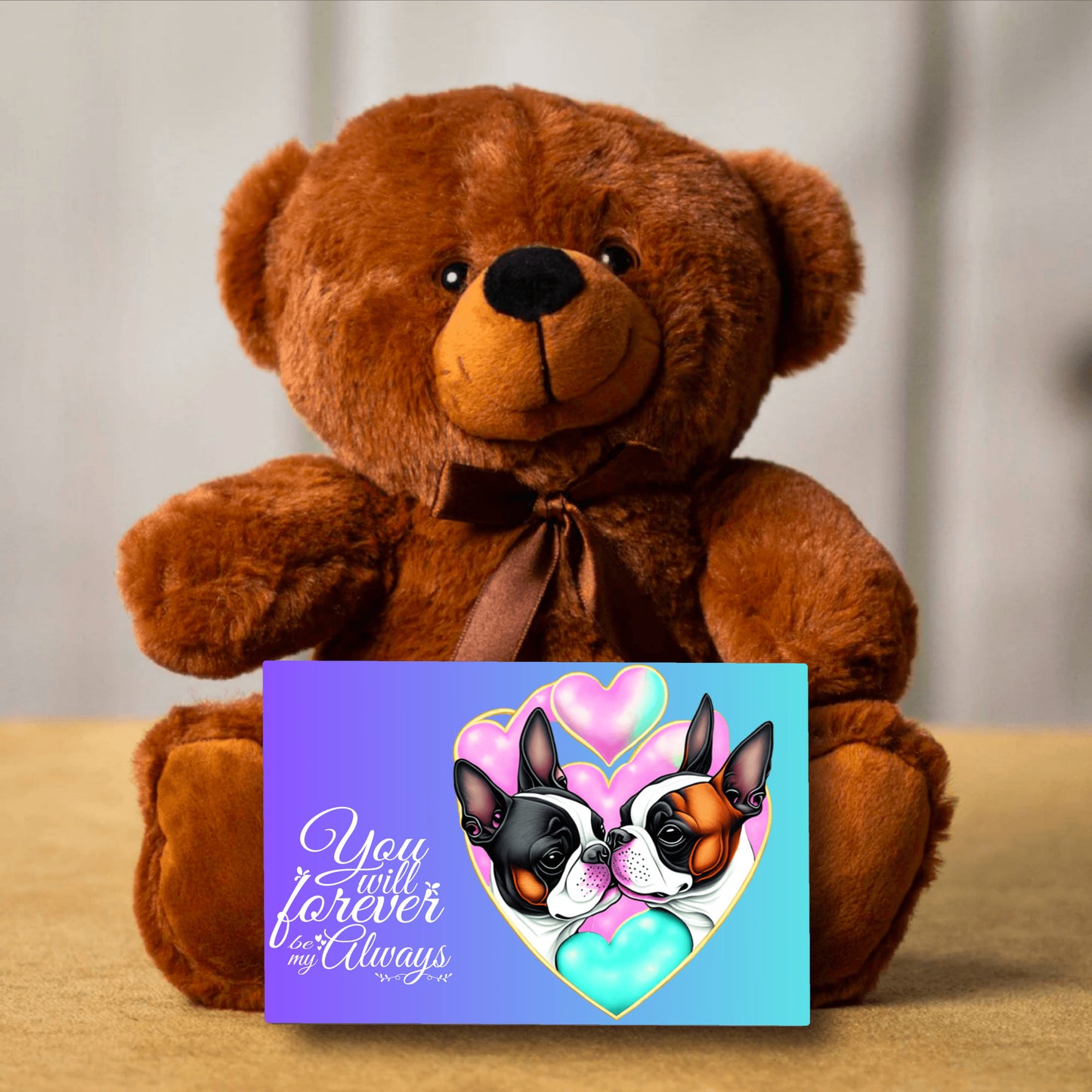 Custom Handmade Teddy Bear with message card- You Forever Will Be My Always, Custom gift for him or her