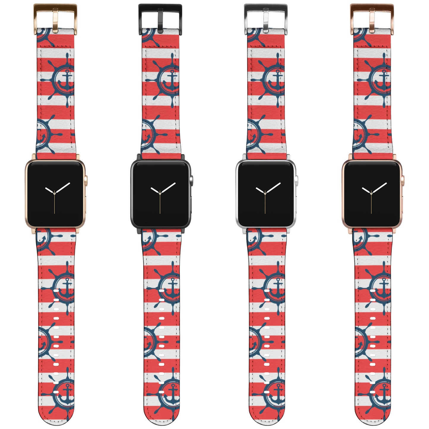 Apple watch band- Red & White  nautical theme 38/42mm